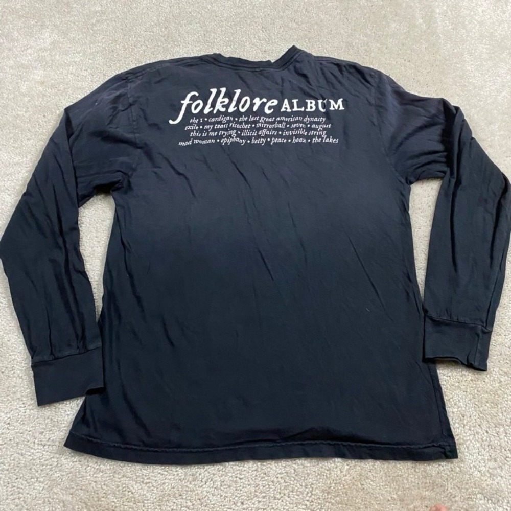 Taylor Swift Folklore Album Long Sleeve Graphic T-Shirt Black Large 2020 Merch - Picture 3 of 7